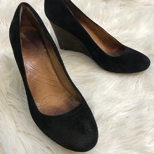 COVID-19 SALE...Clarks Black Suede Wedges Size 8